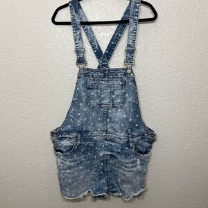 Torrid Star Print Denim Overalls Shortalls Size 16